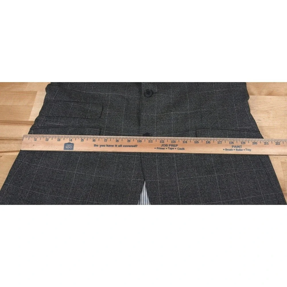 Banana Republic Marzotto Wool Blazer Mens 42R Gray Windowpane Slim Fit Jacket
